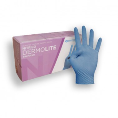 Guantes Nitrilo Dermolite Azul T/M Cuatrogasa, 100 un.