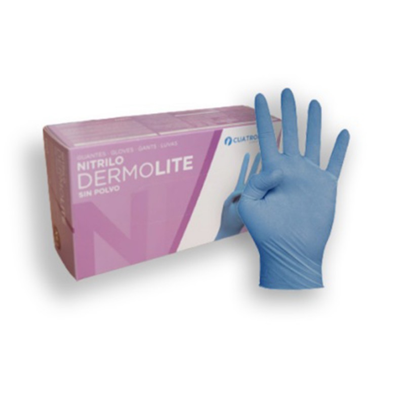 Guantes Nitrilo Dermolite Azul T/M Cuatrogasa, 100 un.