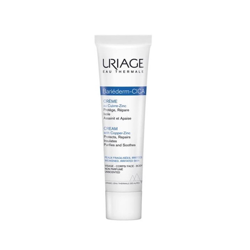 Bariederm CICA cobre-zinc heridas crema Uriage, 40 ml.